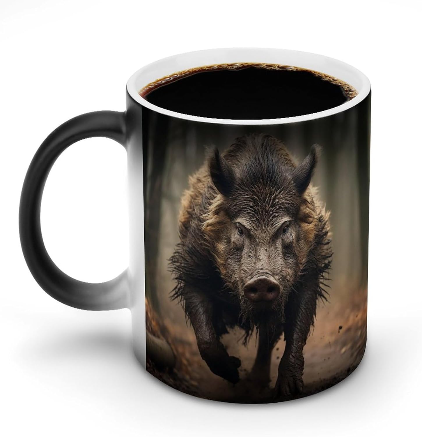 Color Changing Cups,Wild Boar Photos Printed 11 Oz Ceramic Cups for Birthday Men Women