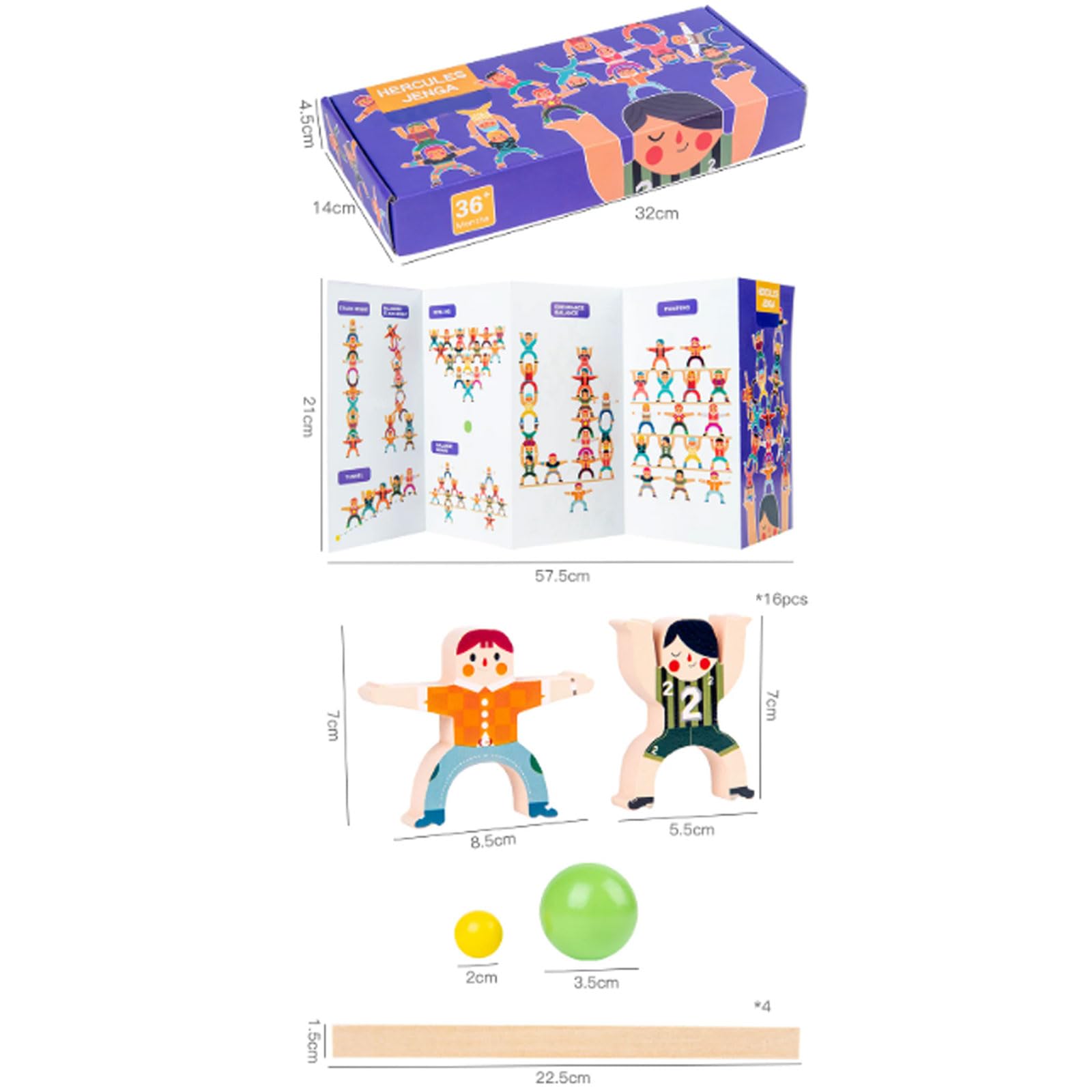 Juego Bloques Madera Montessori Equilibrio Acrobático y Apilamiento