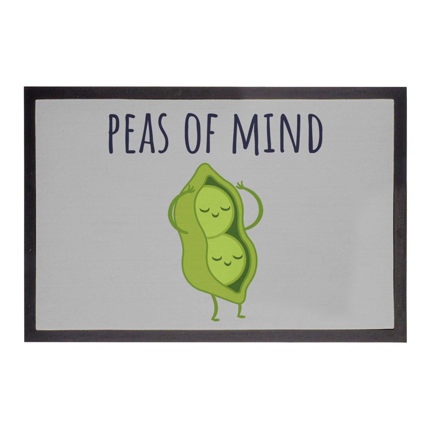 Paillasson gris anti-saleté tapis d'entrée Peas of Mind motif légumes rigolo 60x40