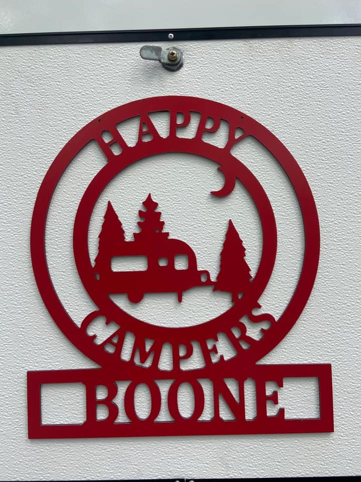 PK Décor Custom Happy Camper Decor, Personalized Camper Sign Gift for Campers, Campsite Garden Flag for Travel Trailer, RV, Motorhome, Pop Up, Welcome to Our Campsite Sign