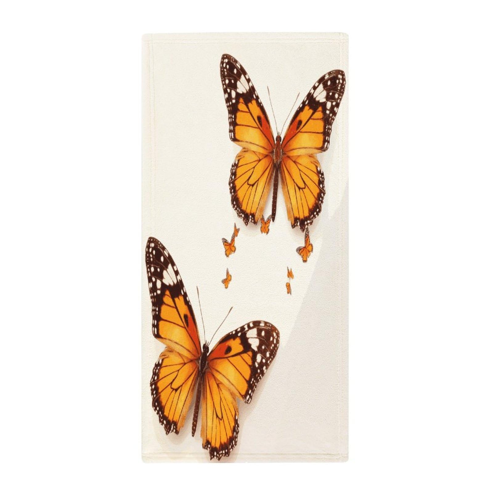 MUSM Premium Hand Towels for Bathroom Ultra Soft Printed Towels Coral Velvet Kitchen Hand Orange Butterfly Towel Highly Absorbent Hotel Spa Towel Collection 13.8 X 28.7 in