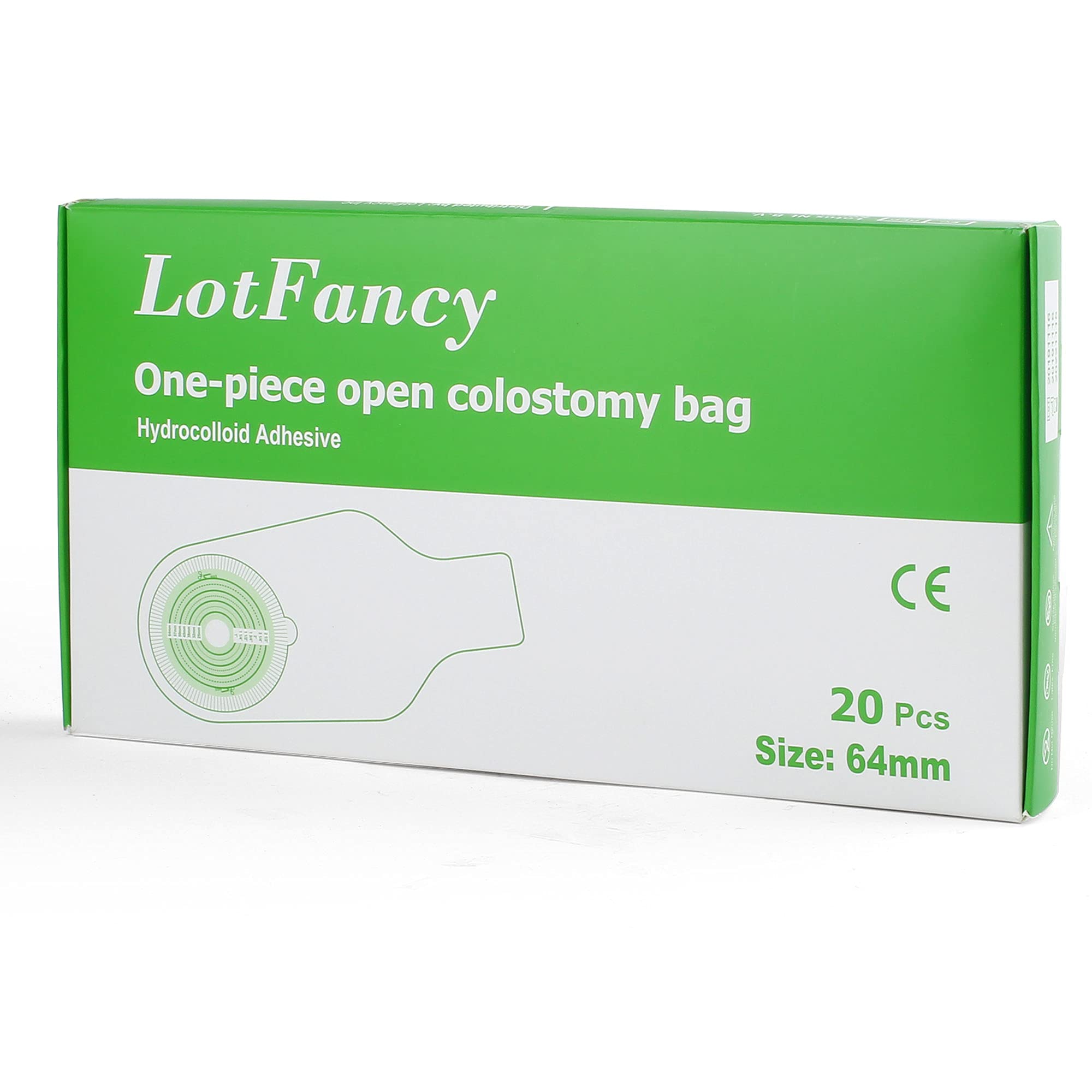 LotFancy 20 PCS Colostomy Bag, Ostomy Supplies, One Piece Drainable Pouches with Hook and Loop