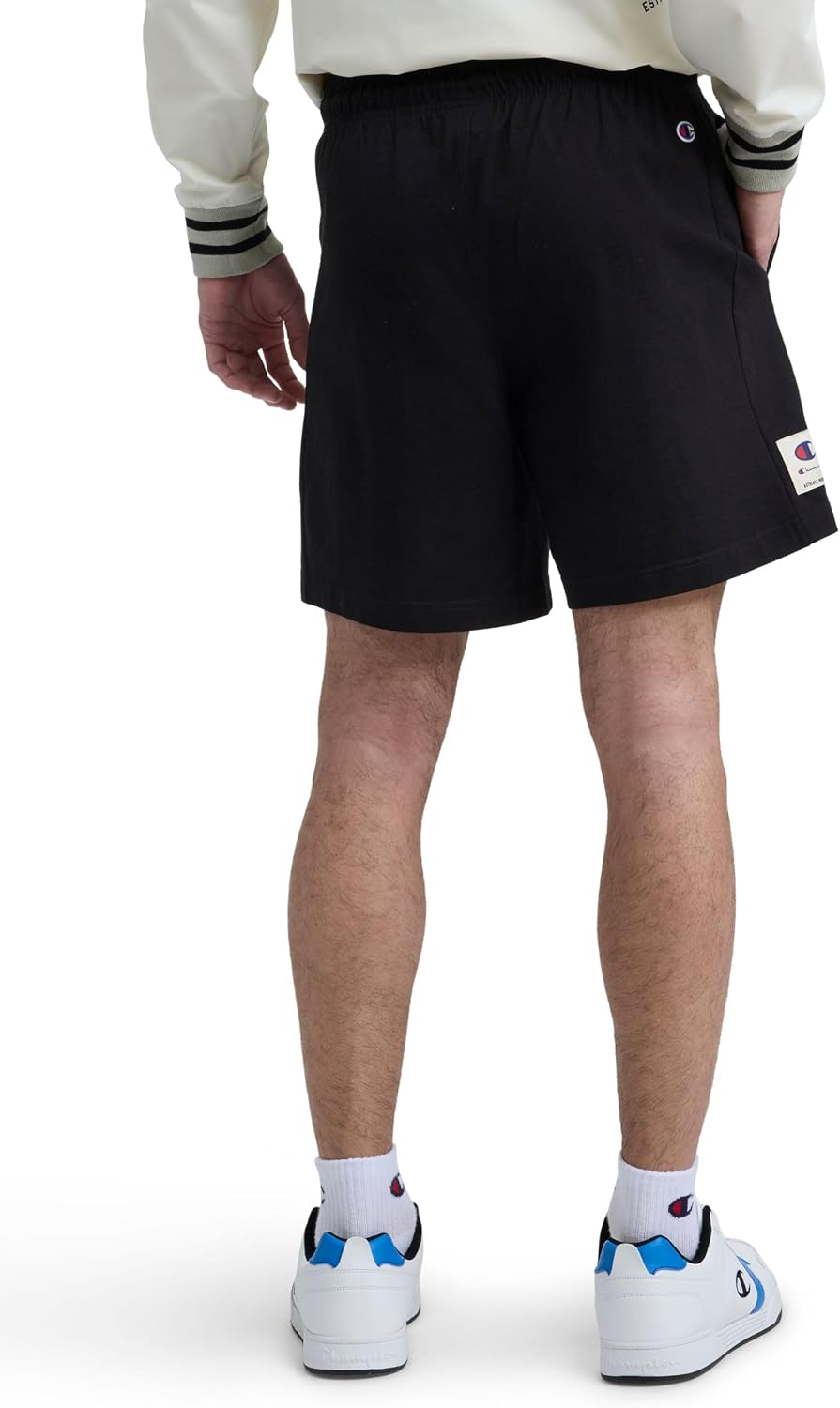 Champion Men's Graphic Lounge Shorts, Standard Fit, 7 Inch Inseam, Script Logo, Lightweight 100% Cotton Jersey