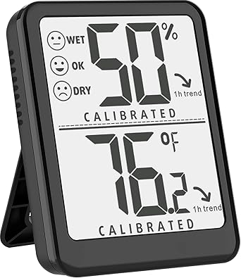 Room Thermometer Indoor Hygrometer Humidity Meter Gauge Digital Temperature and Humidity Sensor Monitor for Home Office House Pets Plants - AAA Battery Included