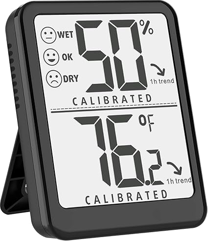 Room Thermometer Indoor Hygrometer Humidity Meter Gauge Digital Temperature and Humidity Sensor Monitor for Home Office House Pets Plants - AAA Battery Included