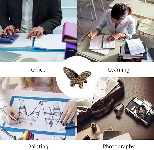 Miniatura 2 de WAYUTO 4 clips metálicos de mariposa para carpetas de papel, clip para carpeta de documentos, clip para carpeta de documentos, clips decorativos