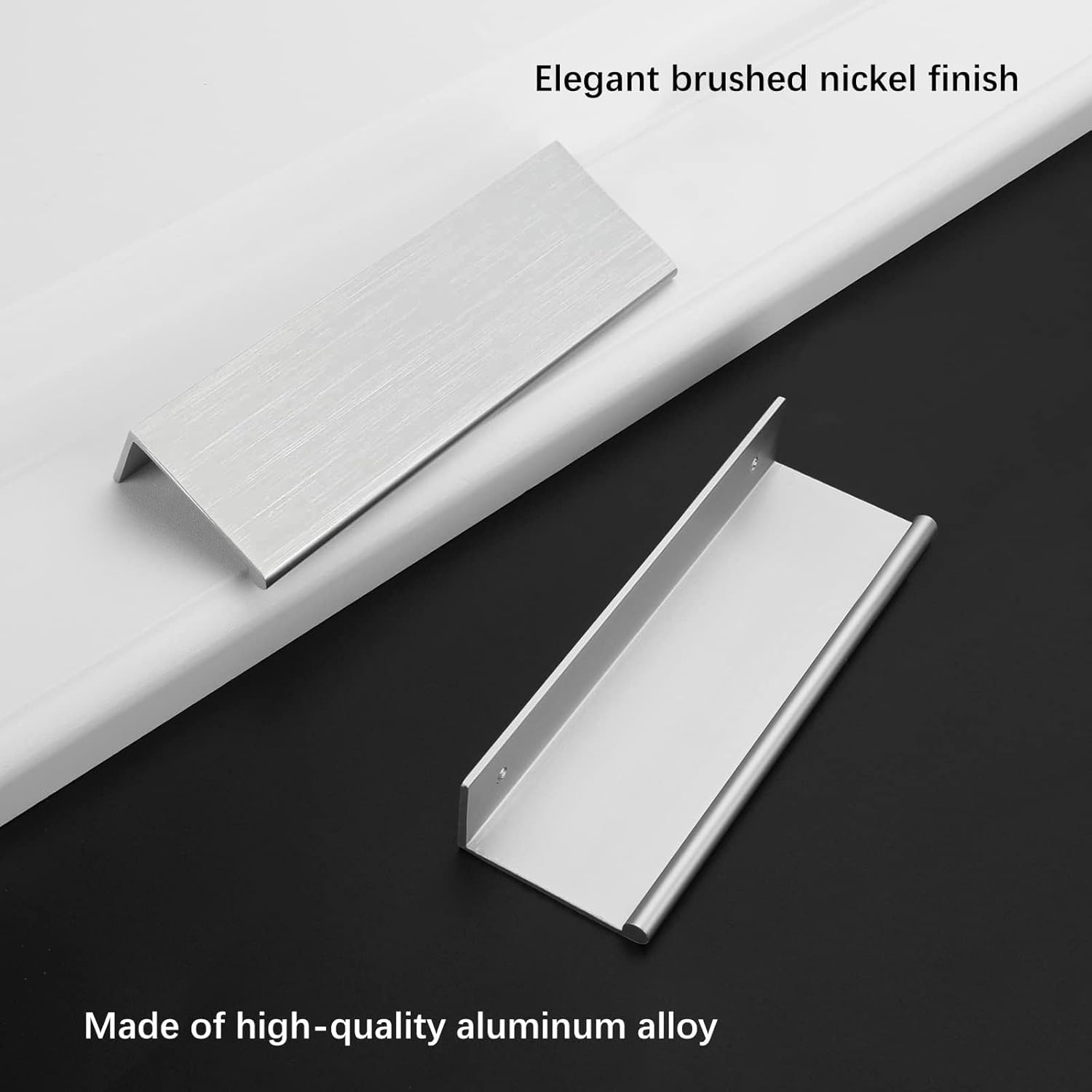 Rergy 100 Pack Edge Pulls Brushed Nickel Finger Pulls, Brushed Nickel Hardware Cabinet Edge Pull, 5in Cabinet Finger Pulls LS7030SNB128