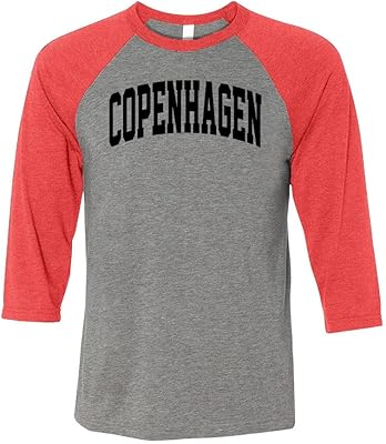 Copenhagen Collegiate Three-Quarter Raglan Sleeve Baseball Shirt Unisex 2X-Large Grey/Red