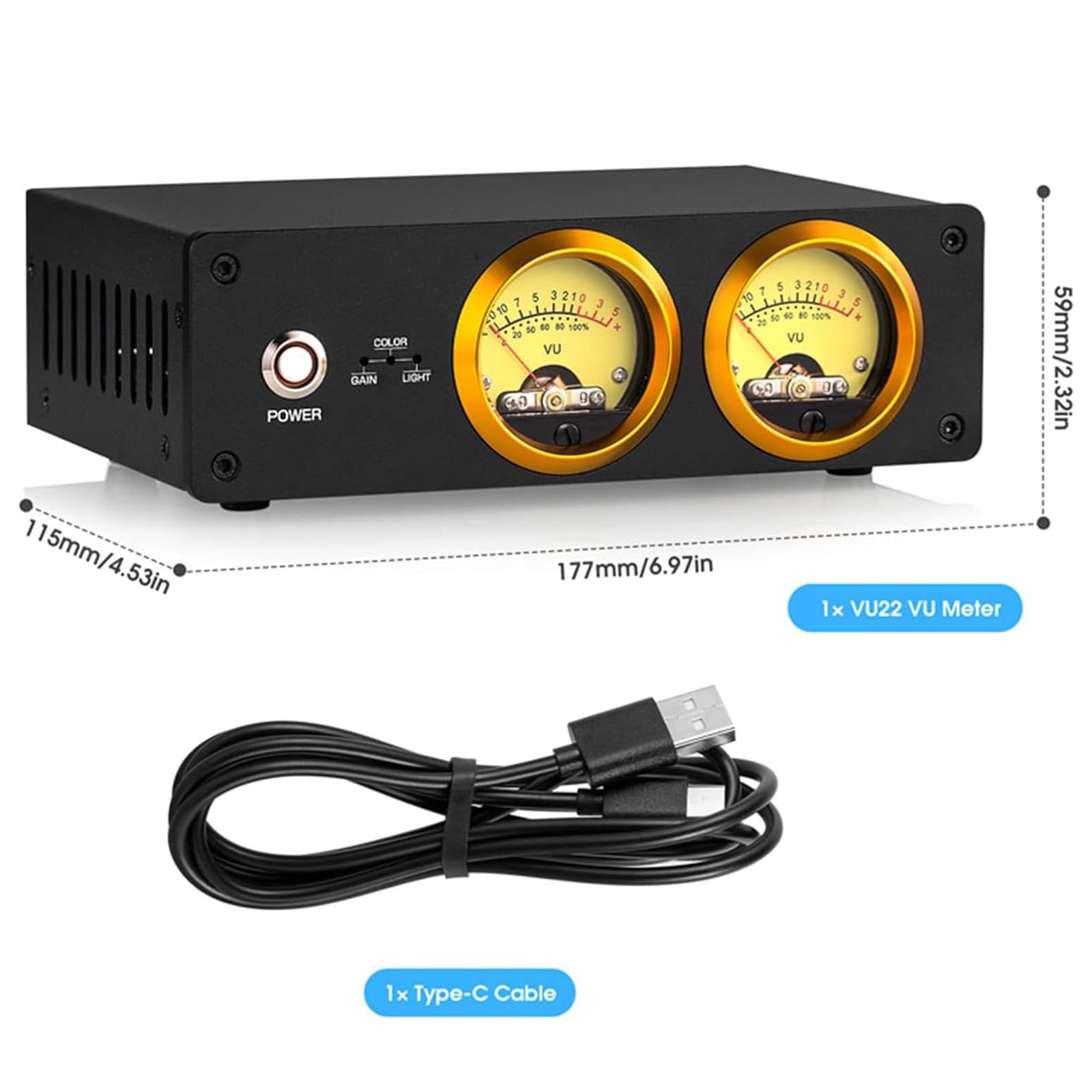 Dual Analog VU Meter Audio Switcher Box con RGB Indicatore di Livello Sonoro per Home Theater, DB Panel Display con Regolazione Luminosità
