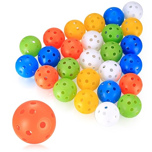 28 Pieces Golf Training Balls, Hollow Air Flow Training Golf Balls 40 mm Plastic Exercise Balls for Swing Training Outdoor Practice Adults