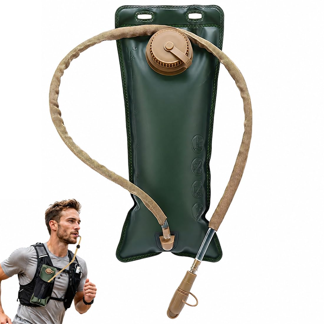 Sacca di idratazione a prova di perdite, 2.5 litri, senza BPA, borsa di ricambio per zaino idratante, serbatoio da viaggio sportivo adatto per escursioni all'aperto, corsa, ciclismo