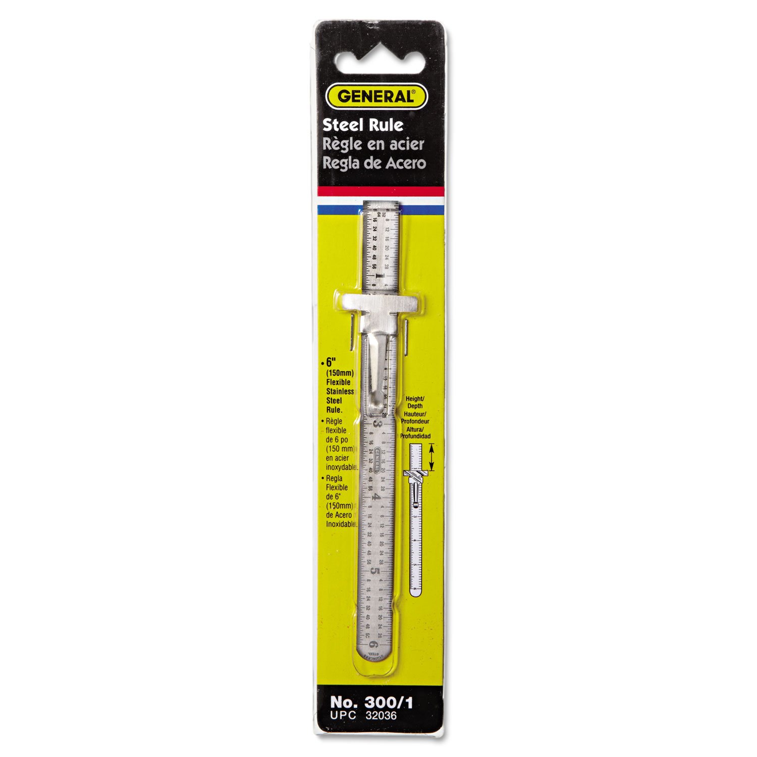 General Tools 3001 Precision Stainless Steel Ruler, Standard/Metric, 6 in