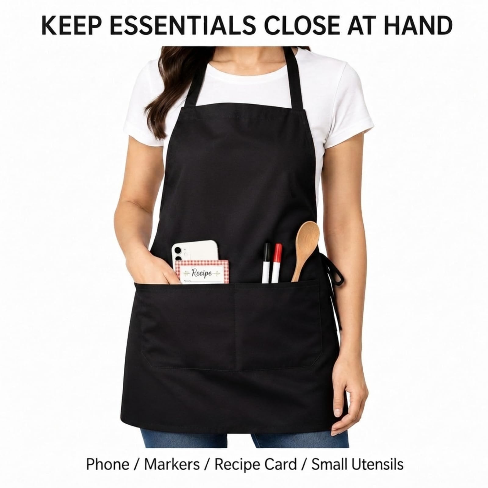 Syhood 18 Pack Bib Apron Bulk Unisex Plain Adjustable Apron with Pocket for Chef Cook Craft Kitchen Painting(Black)