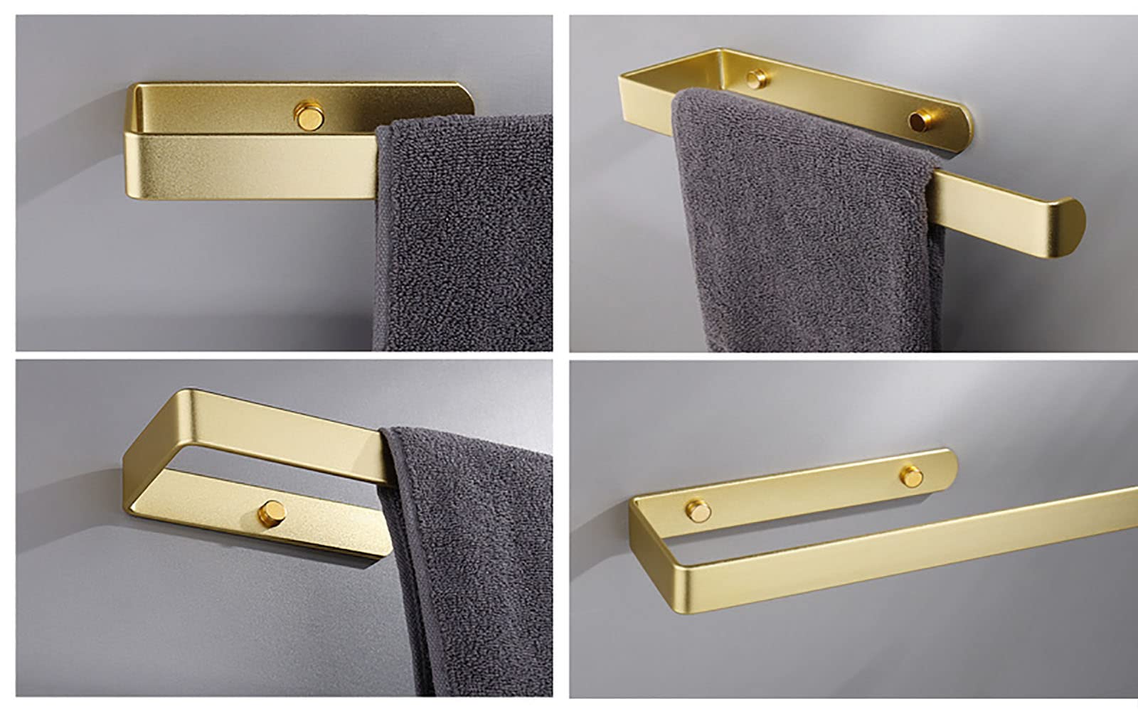 Toalleros de Baño Montado En La Pared,Toalleros De Baño Sin Taladro 31,5cm - Toallero Adhesivo, Toallero Adhesivo Aleación de Aluminio,Juego de Accesorios de Baño(Oro)
