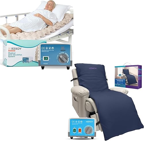 Kekoy Almohadilla de colchón de presión de aire alterna para cama y silla reclinable, diseño antideslizante mejorado, cojín de alivio de presión y