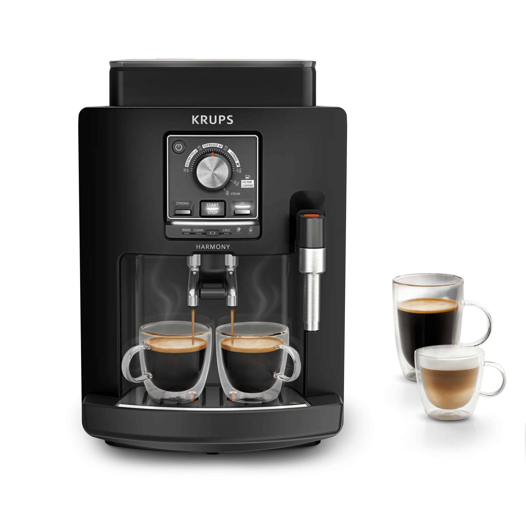 Krups Harmony Machine Espresso Automatique avec Mousseur à Lait Noir