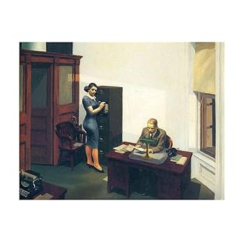 エドワード・ホッパー 美品　アートポスター(office at night) Office at Night, 1940 by Edward Hopper