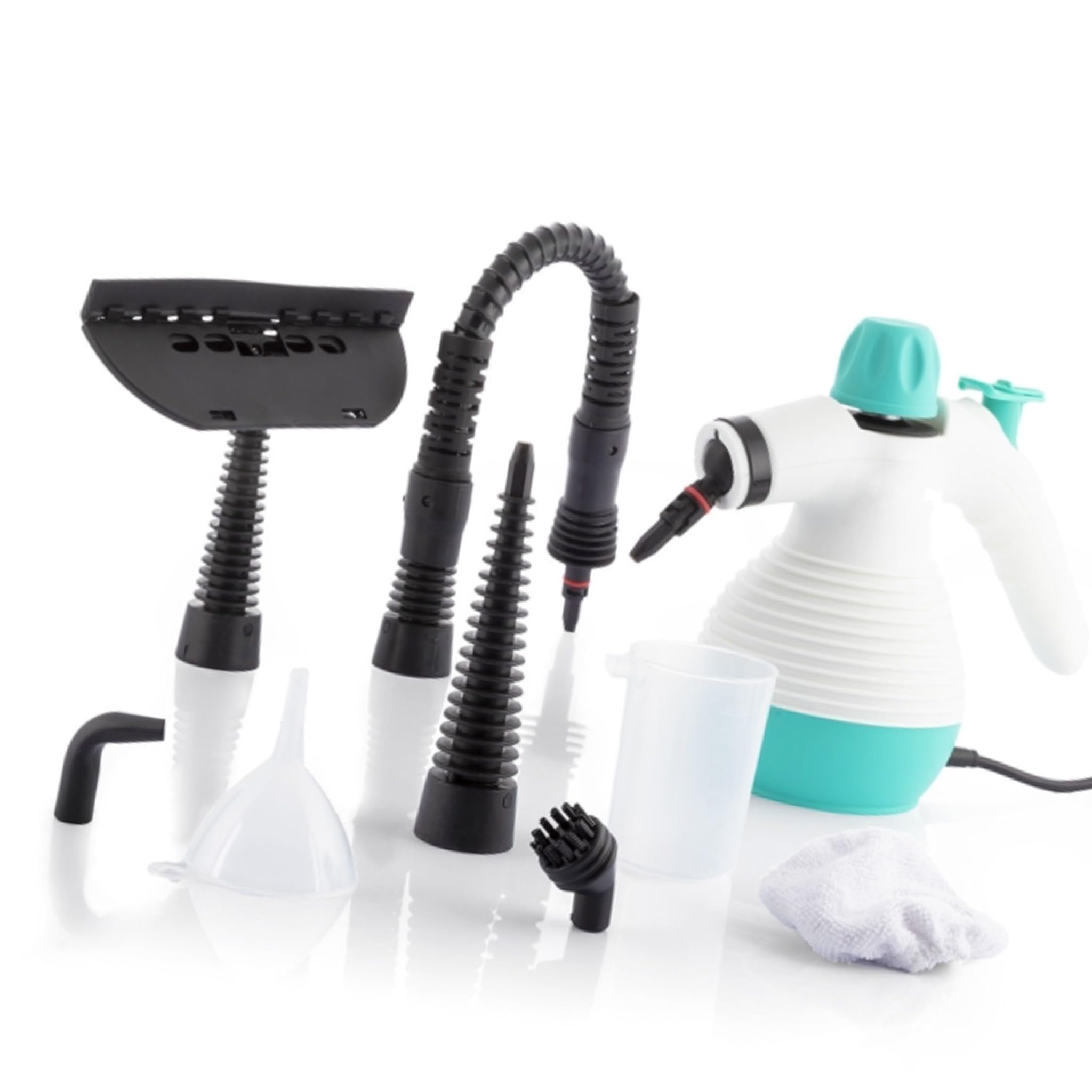 Bricoloco Limpiador de vapor multisuperficie con 9 accesorios de limpieza | Vaporeta de mano compacta para limpiar, desinfectar en hogar o coche