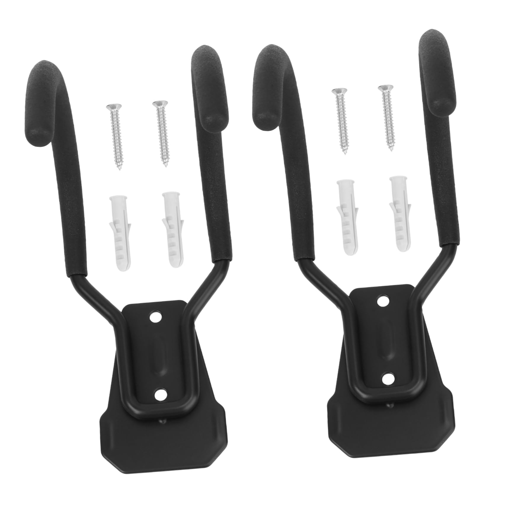 Artibetter Ganci in Ferro Nero per Attrezzi da Giardino, 2 Pezzi, Design a Doppio Foro per Viti, Stabile per Garage e Cantina
