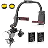 Head-Mounted Dental Loupes with LED Headlamp 3.5X 420mm Magnification, Dual Rechargeable Batteries & Ergnomic Design for Clear Vision and Comfortable Use, Black