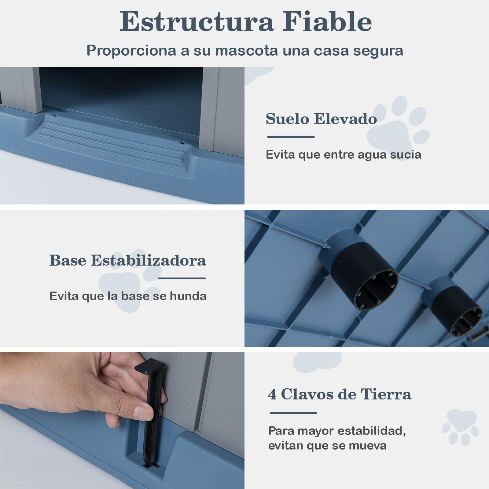 COSTWAY Caseta Perro Grande, 76x83x83 cm, Casa de Perro Exterior con Rejillas de Ventilaciones y Base Elevado, Refugio Impermeable Aislado para Mascotas Pequeños y Medianos Interior y Exterior, Azul