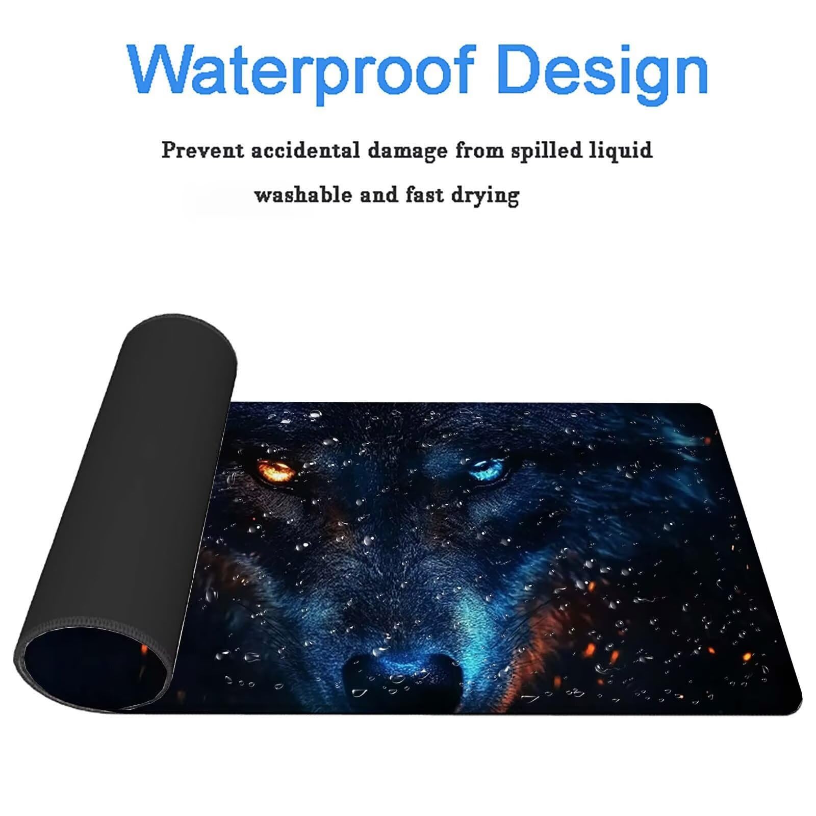 Tappetino Mouse Gaming, 1200x600mm Tappetino Mouse XXL nero 0c0-326 | Mouse Pad Grande, Ottimizzato per i Sensori da Gioco, Migliora Precisione e Velocità, per Mac e PC, lupi (4)