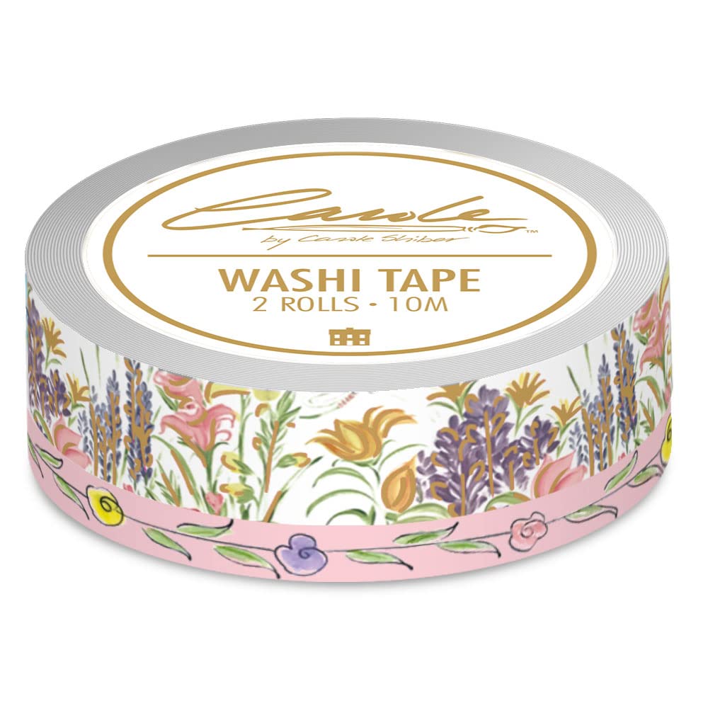 PAPER HOUSE Productions Carole Shiber Wildflower Set of 2 Foil Accent Washi Tape Rolls for Scrapbooking and Crafts