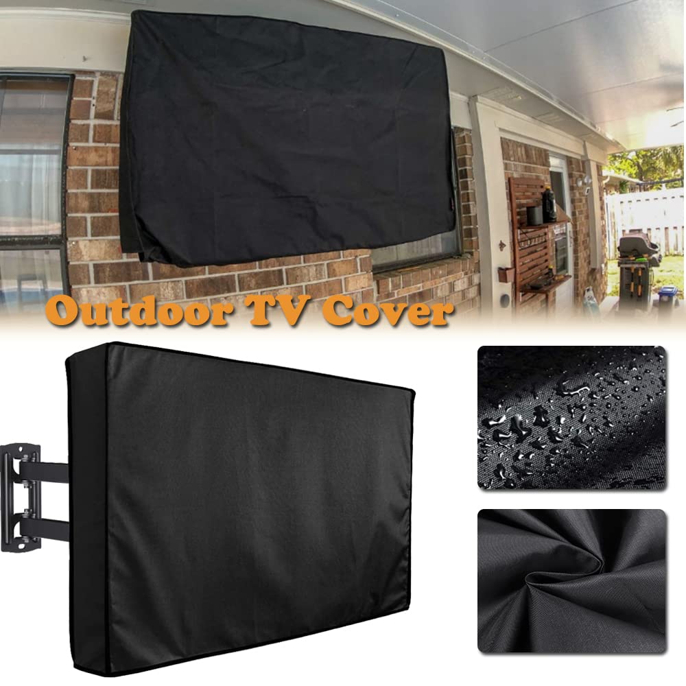 Housse De Protection étanche Pour TV Extérieure 22-75 Pouces - Tissu Oxford 210D, Poche Télécommande | Noir