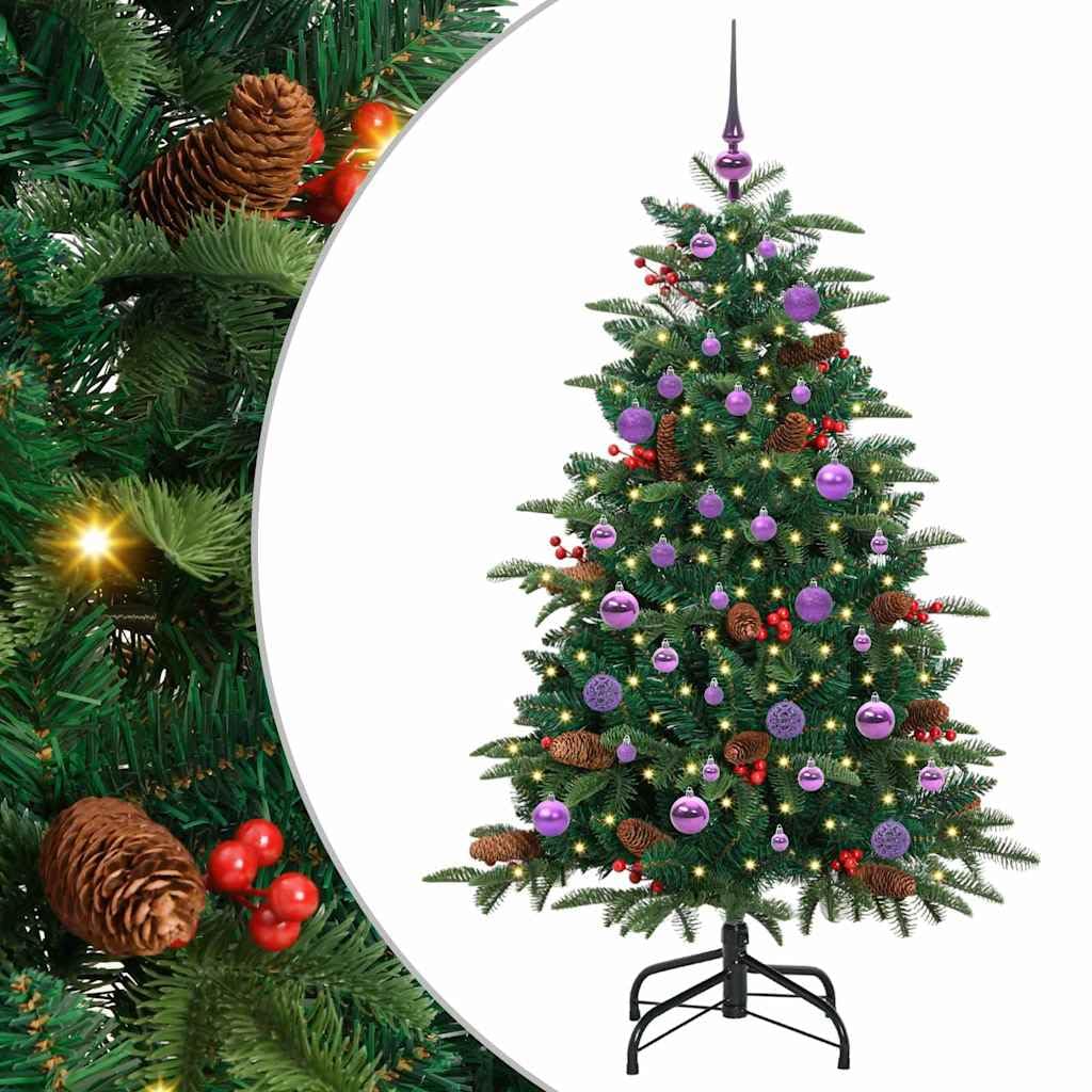 Sztuczna choinka z 150 diodami LED w kolorze ciepłej bieli, wysokość 150 cm, w kształcie stożka, zielona, do użytku wewnątrz i na zewnątrz, łącznie ze stojakiem, zasilana przez USB, 8 trybów pracy