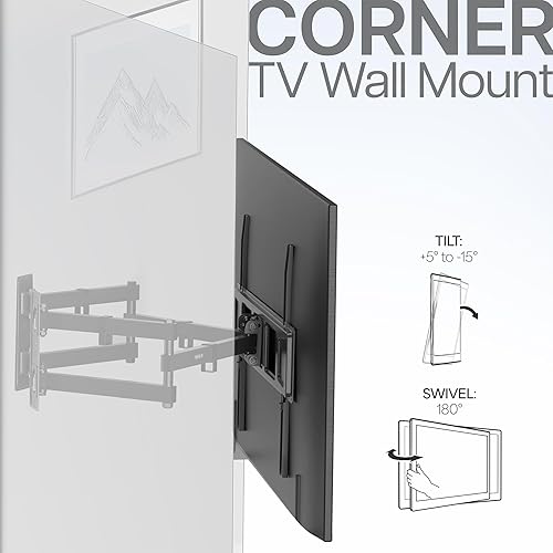 Miniatura 8 de VIVO Soporte de pared para TV de esquina para pantallas planas de plasma LCD LED de 37 a 70 pulgadas, soporte articulado de movimiento completo,
