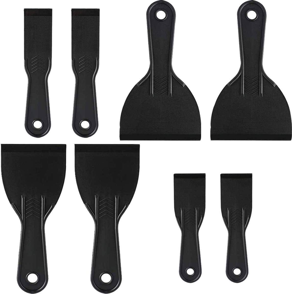 Plastic Scraper Blades 4 Size Scrapers DIY Set BETOY Paint Scrapers Tool Flexible for Patching Wallpaper Baking Wall Decals Car Putty and Painting - (Black)