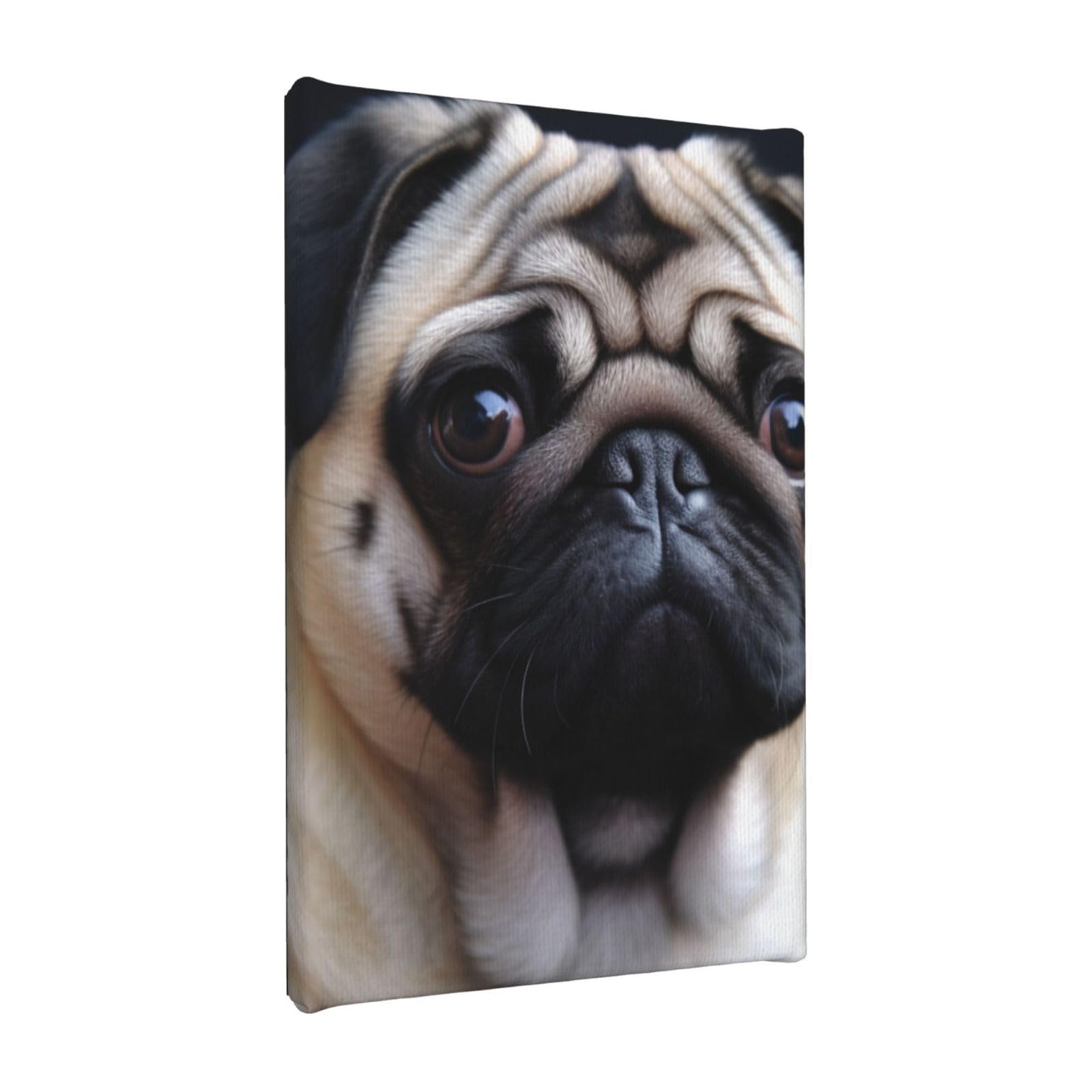 YKLJG Pug dog Printed Wall Art Canvas Painting 20x30 CM Wooden Framed Picture Painting Artwork Prints for Bedroom Kitchen Home Office Decor