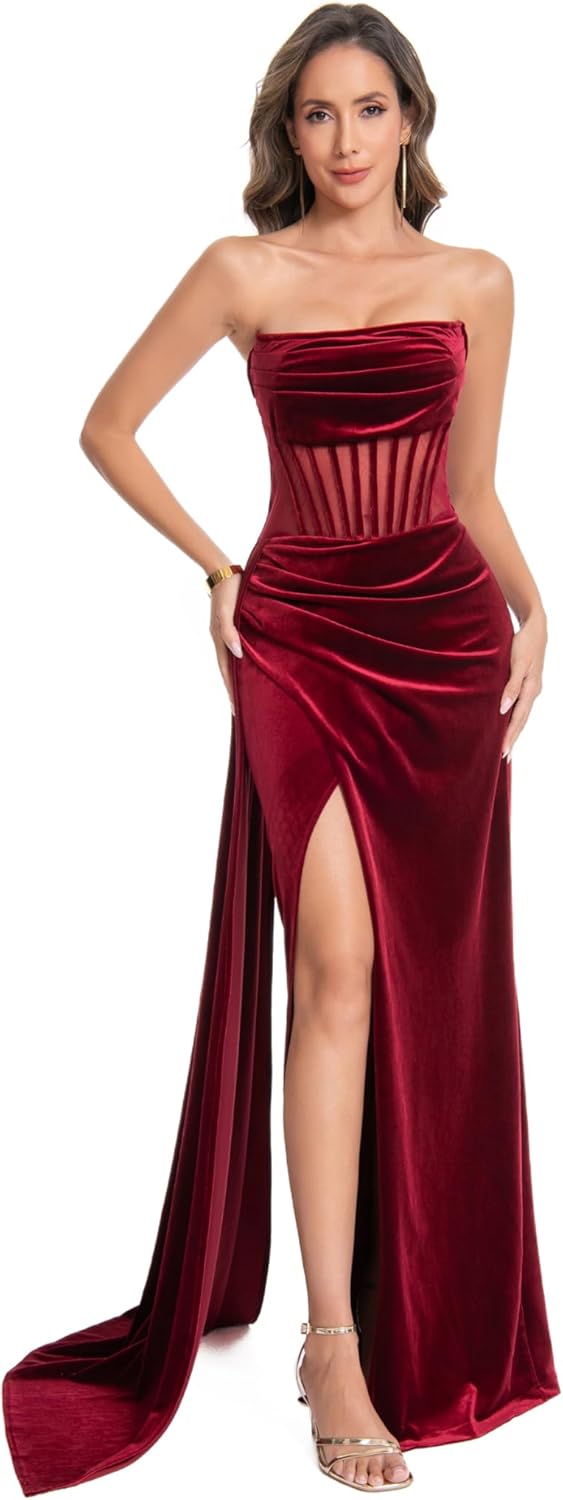 Prom Dresses for Women Formal Evening Gown Party Wedding Guest Strapless Maxi Dress