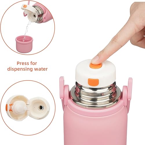 Miniatura 4 de Botella de agua aislada con asa y correa, vaso de viaje al vacío con tapa de taza, taza de café térmica para bebidas frías y calientes, 50 onzas,