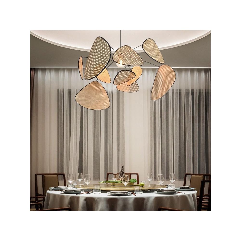 Lámpara Colgante de Ratán Lámpara Colgante Moderna para Comedor Sala de Estar Cocina Hotel BD408 E27 Max 40W (D80cm)