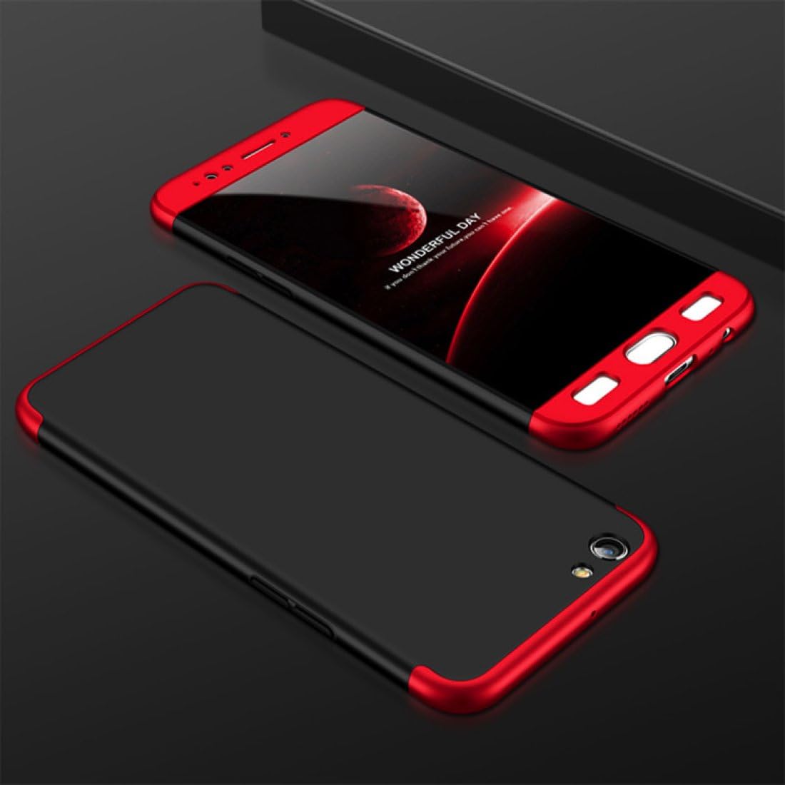 XORB® Oppo F3 Cover 3in1 Dual Hybrid Double Dip Hard Back Cover Shock Absorber (Red Black)