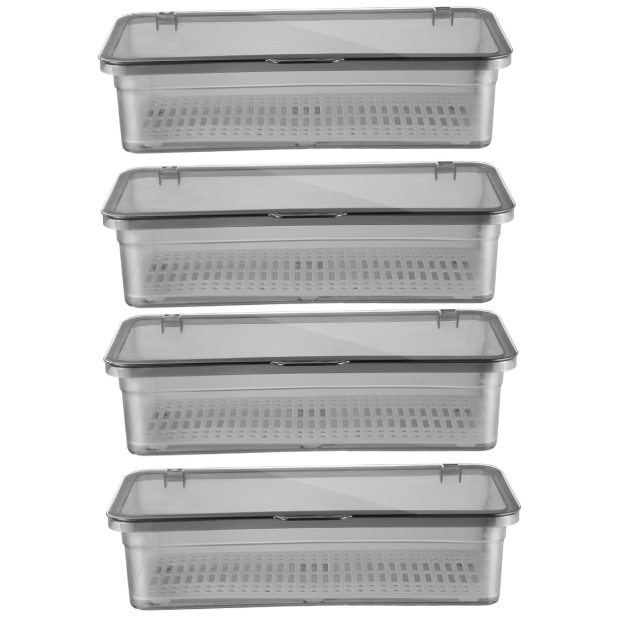 Organisateur De Couverts Multifonction Avec 4 Compartiments Et Couvercle Boîte De Rangement Pour Ustensiles Cuisine Cuillères Fourchettes Baguettes 11.02X5.12X5.51 Pouces