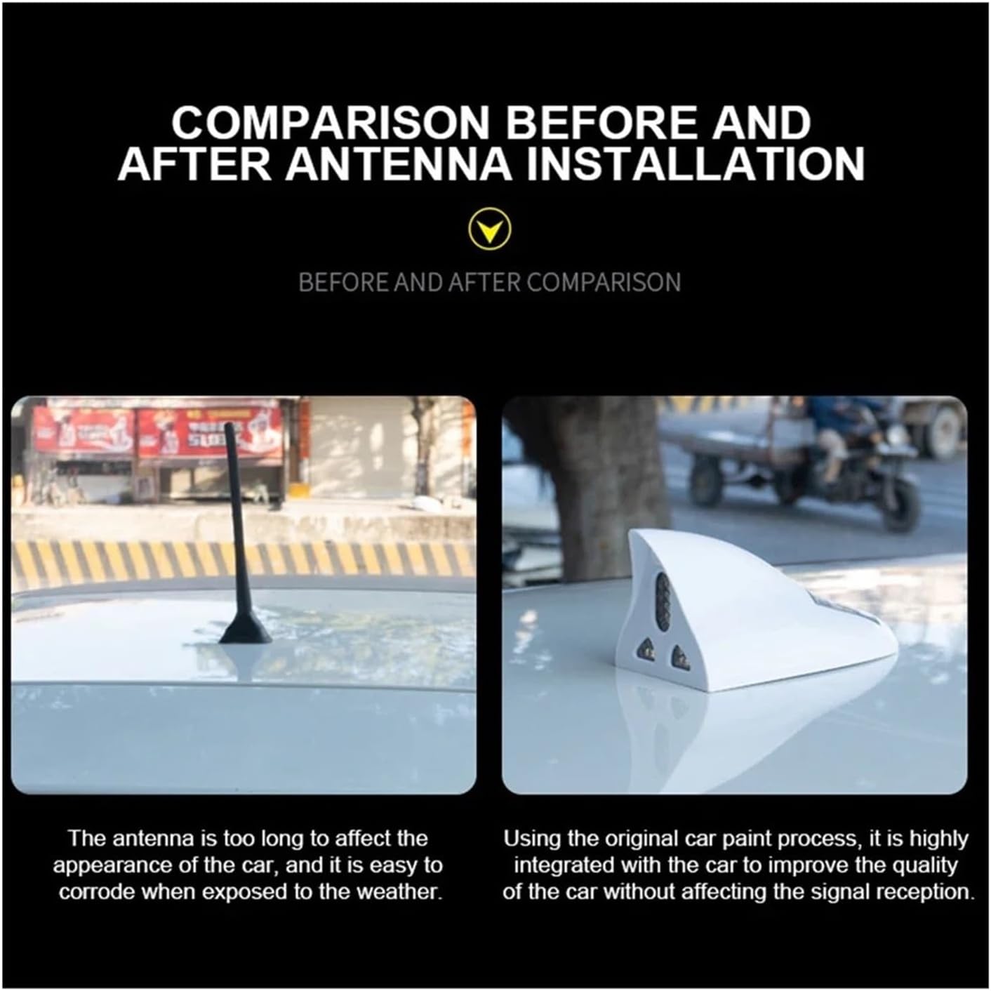 Car Solar Anti Collision Light Warning Lights Universal Shark Fin Antenna Light Automobile Modeling Decorating Accessories(Dark Grey)