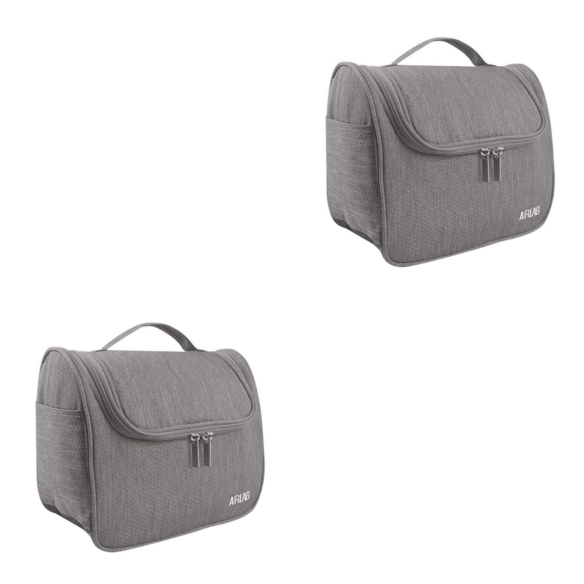 2 trousse da toilette grandi, portatile, multifunzione, impermeabile, da appendere, da viaggio, colore: grigio, Grigio
