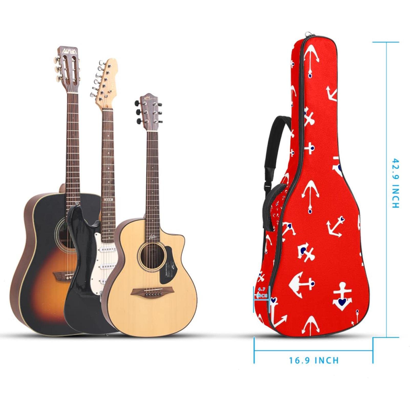 Torba na gitarę akustyczną wodoodporna gitara plecak gruby miękki wyściełany leniwiec dziecko klasyczna gitara etui, Kolor9, 42.9x16.9x4.7 in, Organizer do torby