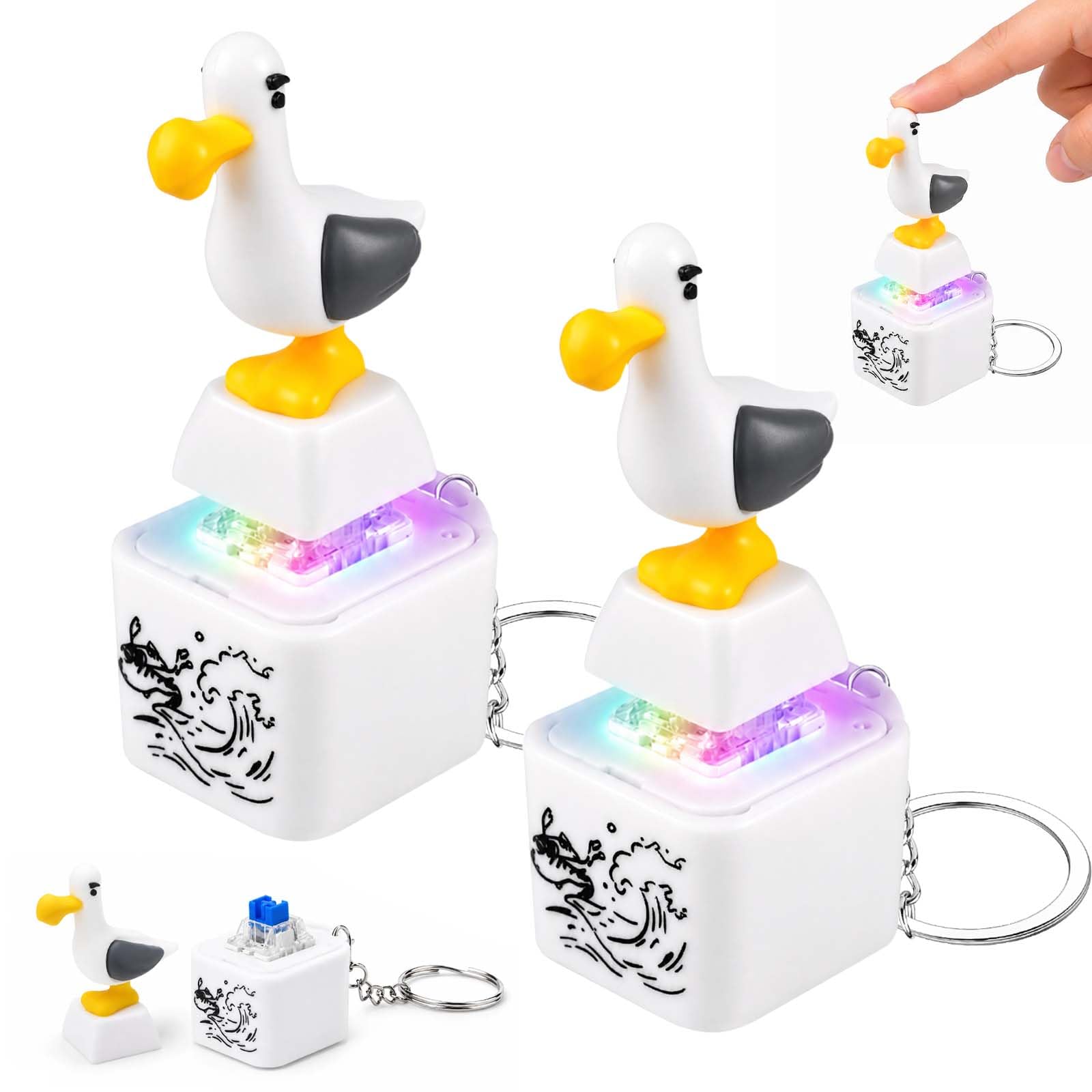 Seagull Mine Keyring, 2PCS Seagull Mine Sound Button Keychain