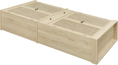 Miniatura 8 de Armario de almacenamiento de ratán natural de 72 pulgadas de alto con 4 puertas, armario de decoración de granja con 1 cajón y 4 estantes interiores