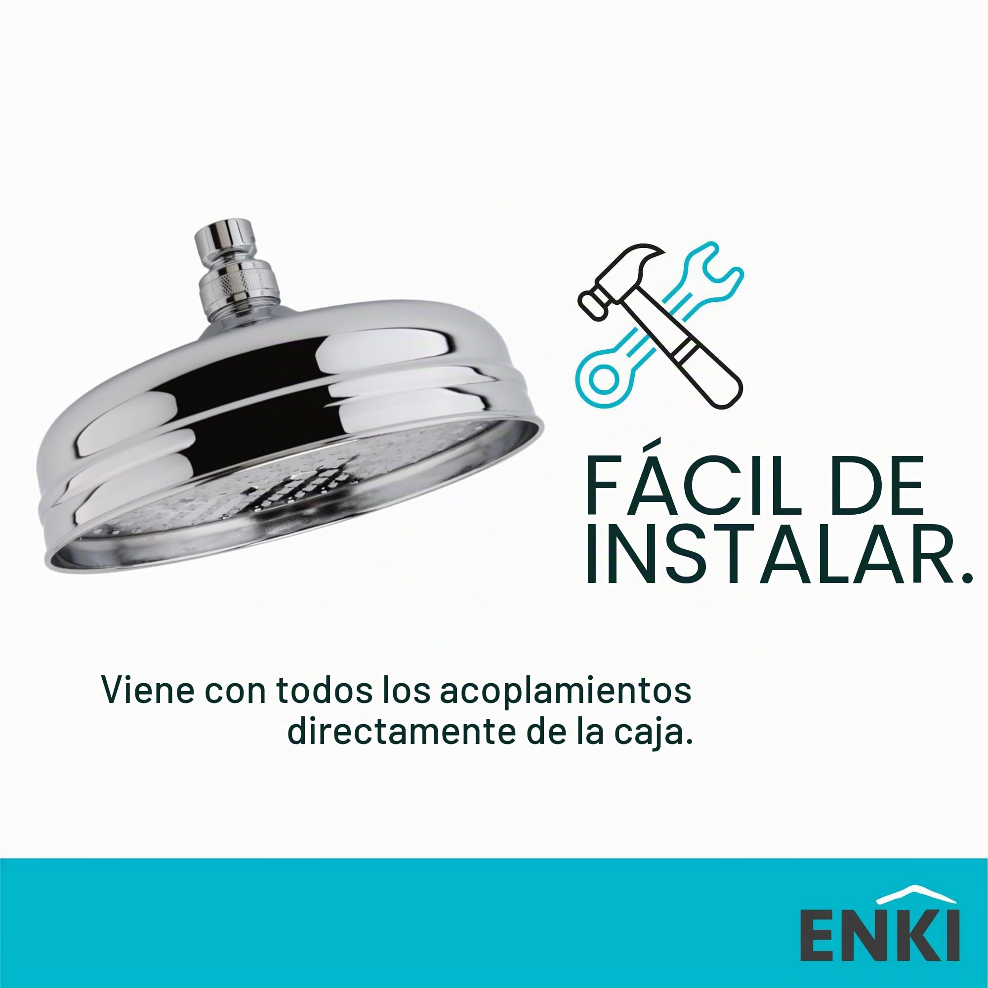 ENKI, R01, alcachofa de ducha mezcladora termost�tica lat�n cromado grande