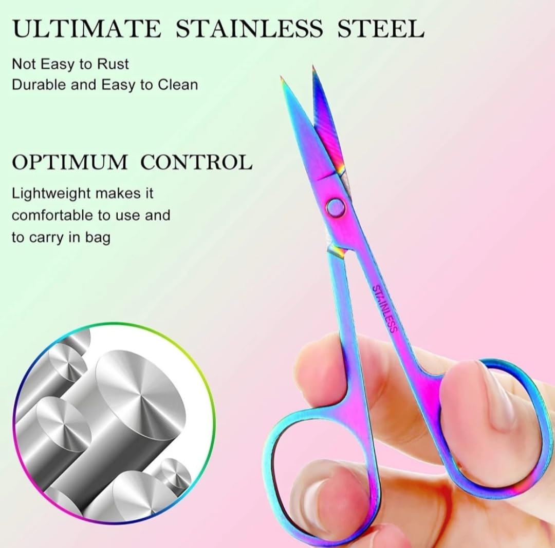 Feelhigh Small Straight Tip Nose Hair Scissor for Grooming, Stainless Steel Multi-Purpose Beauty Grooming Scissors for Facial Hair Removal and Hair Mustache Beard Eyebrows Ear Nose Trimming (1) 3