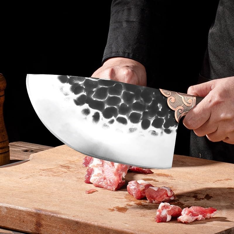 Meat Cleaver,Cleaver Knife 8 Inch Forged Kitchen Knife Sheep Beef Pig Boning Butcher Knife Chef Knife Peeling Slicing Cleaver Meat Vegetable