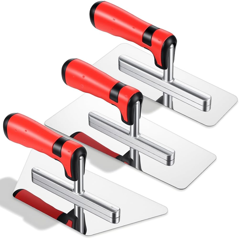 Jnchdghwa As Shown 6 Pieces Polished Stainless Steel Drywall & Concrete Trowels With Soft Grip Handle, Paint Plastering & Finishing Tools