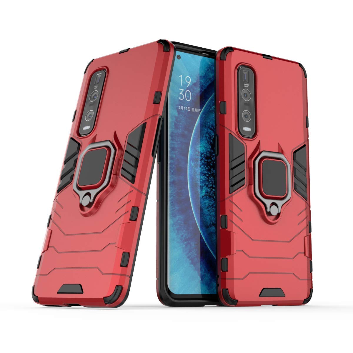 MRSTER Funda OPPO Reno4 Pro 5G, Armor Funda con 360 Anillo Soporte, Anti-Arañazos con Absorción de Choque Resistente Carcasa Protectora para OPPO Reno4 Pro 5G. HB Black — view 16