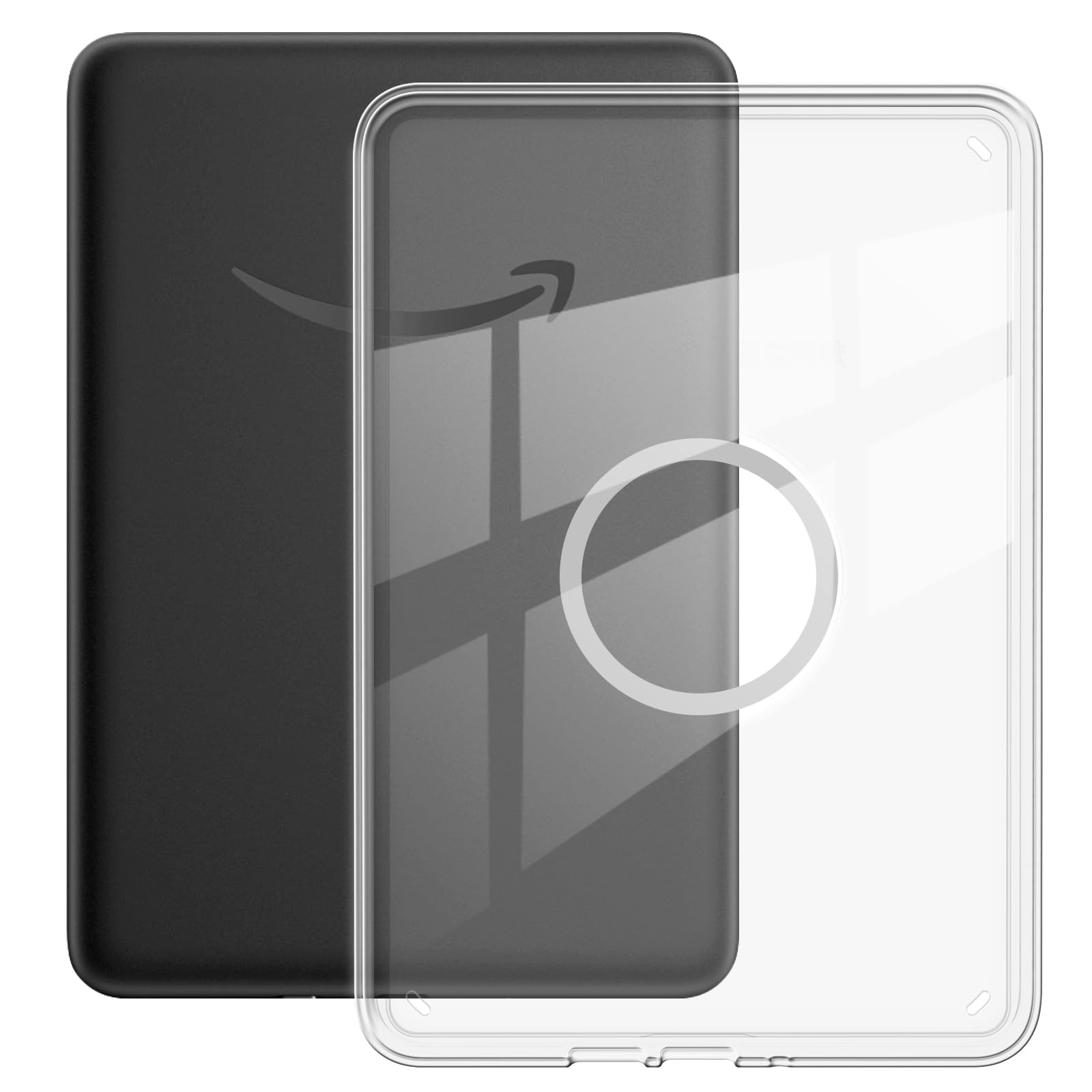 Coque pour Kindle 2024/2022, 360 Degrés 6" Etui Protection Liseuse 11. Generation, Magnétique Amovible Étui, Support Réglable Case, Transparent avec Mise en Veille/Réveil Pochette Housse, Noir