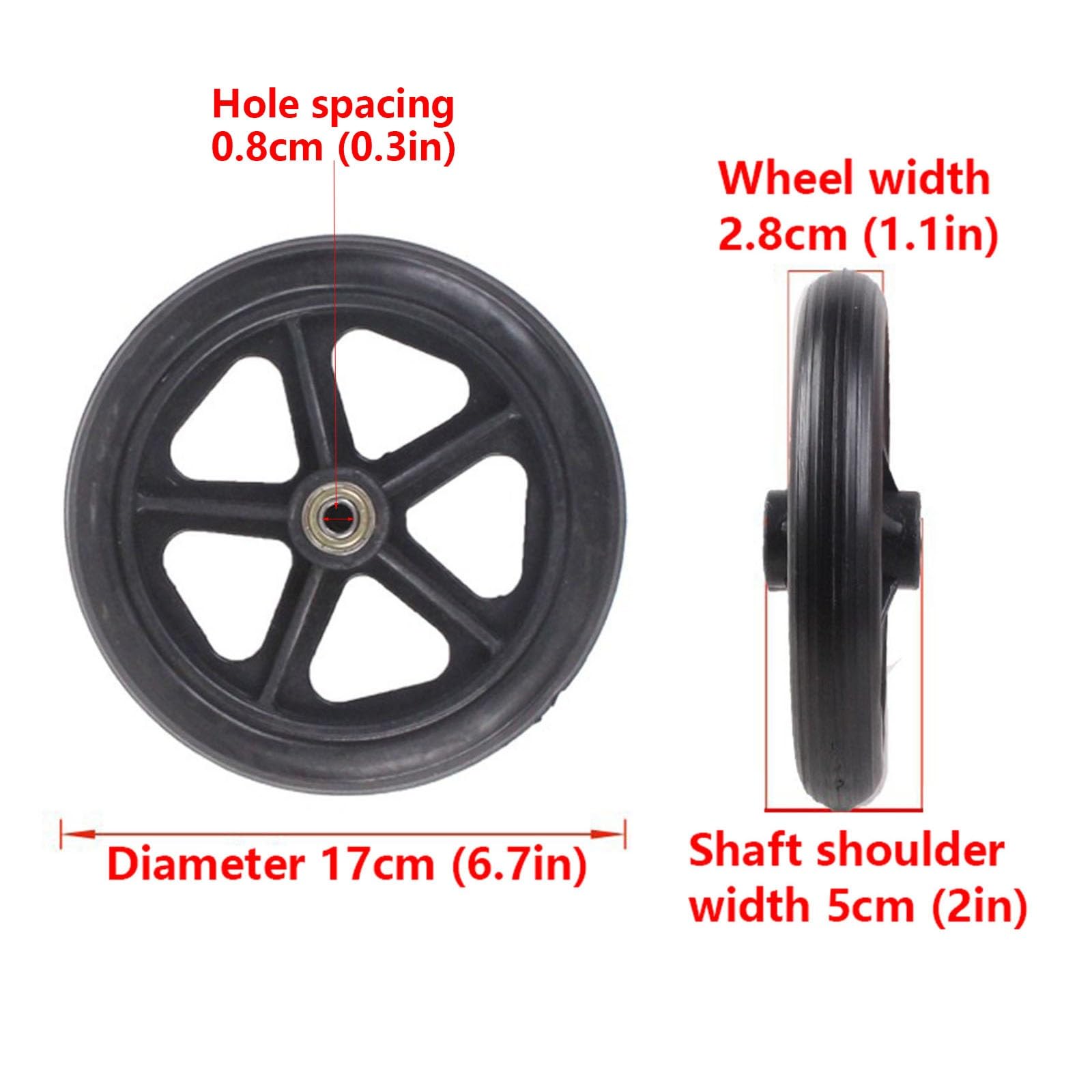 LHX Wheelchair Front Wheel Accessories Replacement Wheelchair Accessories Durable ABS Wheels Solid Wheels with Bearings Wheelchair Front Wheel 6 Inches/7 Inches/8 Inches(Gris,7 inch)
