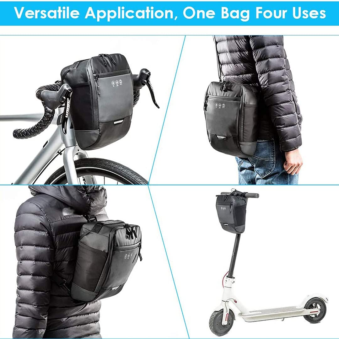 Bolsa reflectante para manillar de bicicleta,marco frontal impermeable, paquete de cesta para bicicleta,accesorios para herramientas de ciclismo, bolsa de almacenamiento con bolsillo interior (4.5L)